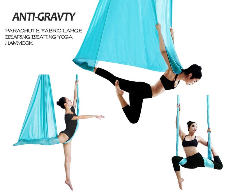 SYCYKA Aerial Yoga Hammock L:5M W:2.8M Aerial Pilates Silk Yoga Swing Set with 2000 Ibs Load Include Daisy Chain, Pose Guide - Image 2